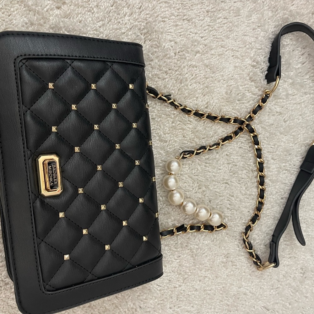 Badgley Mischka Quilted Crossbody Bag with Gold Accents